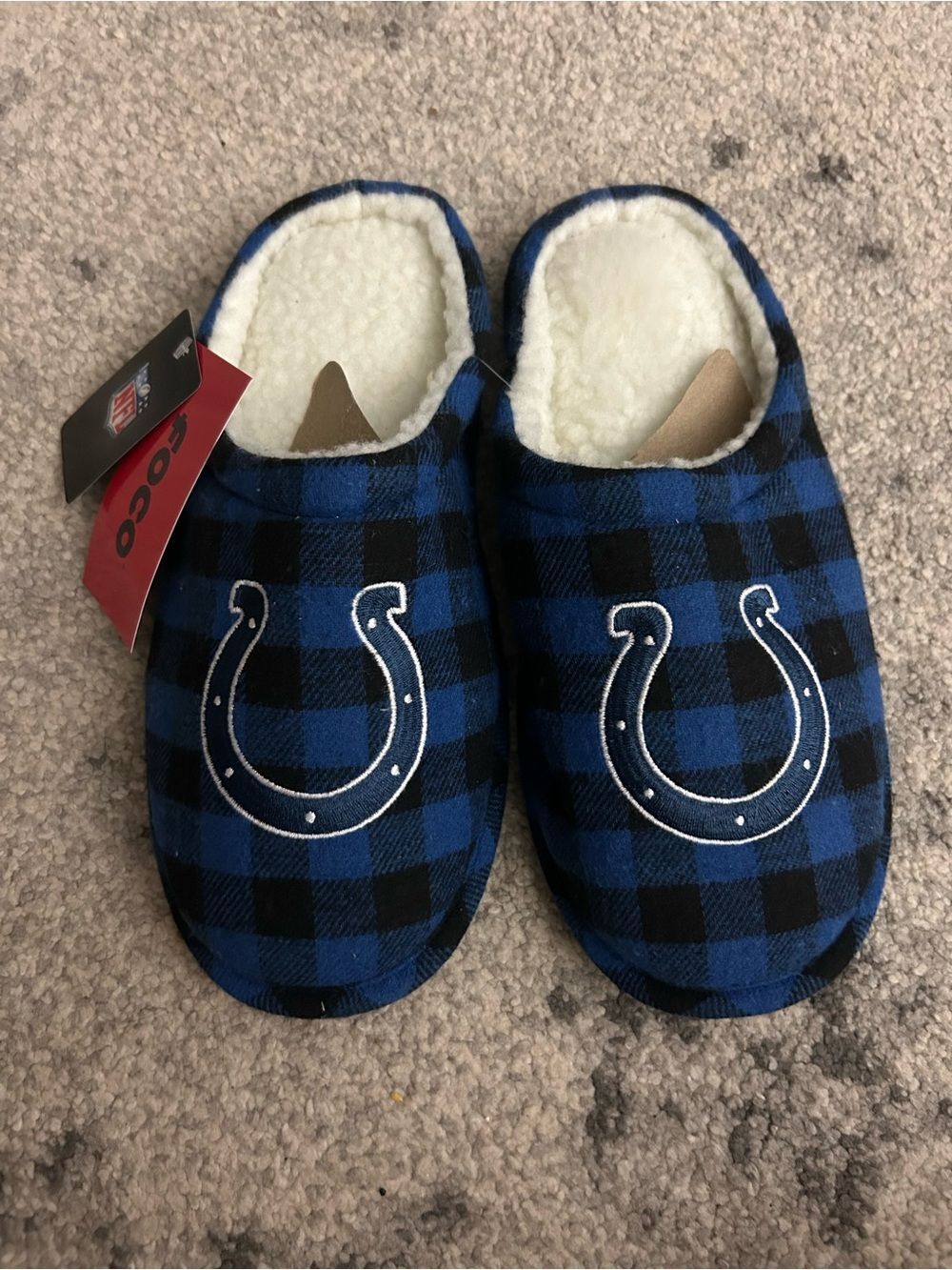 FOCO Indianapolis Colts Plaid Sherpa Slippers Men’s Size S 7-8 NFL